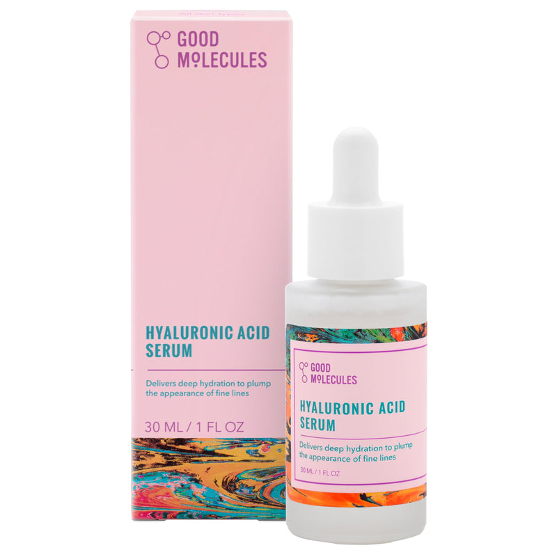 [Australia] - Good Molecules Hyaluronic Acid Serum - Hydrating, Non-greasy formula to Moisturize, Plump - 1% HA, Anti-aging, Water-Based Skincare for Face 1 Fl Oz (Pack of 1) 