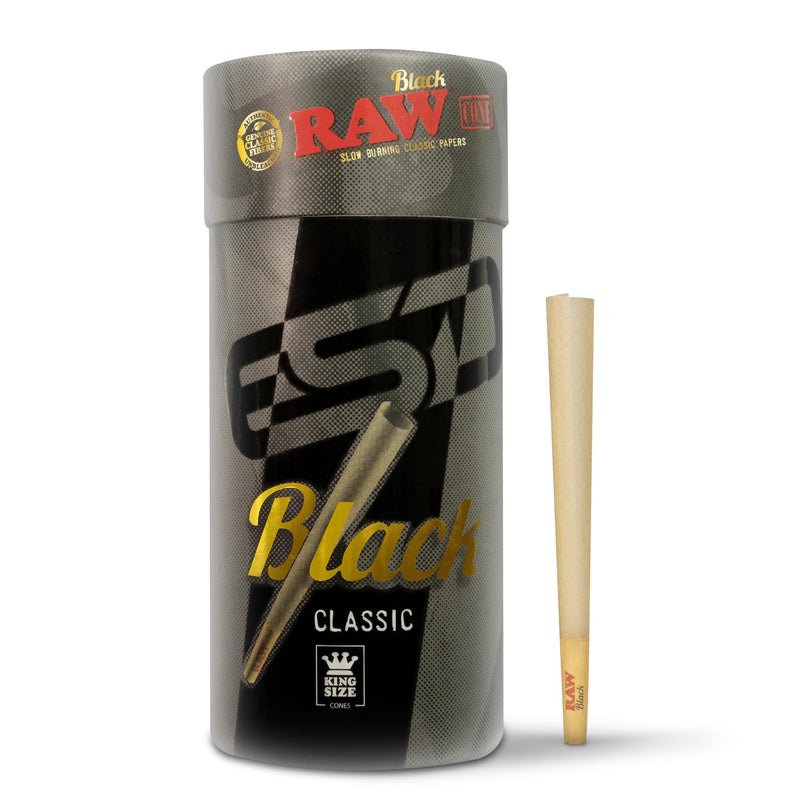 [Australia] - RAW Black Cones King Size | 100 Pack | Natural Pre Rolled Rolling Paper Pressed Extra Fine for Thin, Slow Burning, Naturally Translucent Paper with Tips & Packing Tubes Included Classic 100 Count (Pack of 1) 