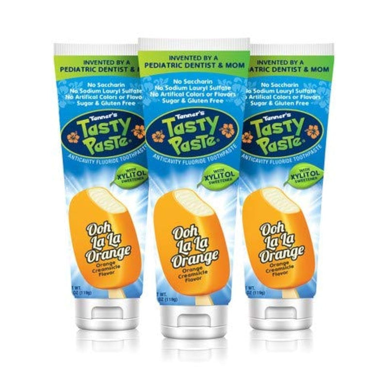 [Australia] - Tanner's Tasty Paste Ooh La La Orange - Anticavity Fluoride Children’s Toothpaste/Great Tasting, Safe, and Effective Vanilla Flavored Toothpaste for Kids (3-Pack) 12.6 Ounce (Pack of 1) 