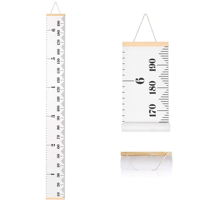 [Australia] - Growth Chart for Kids, Canvas Height Chart Ruler Removable Wood Hanging Wall Ruler Measurement Chart for Home Decoration (White) White 