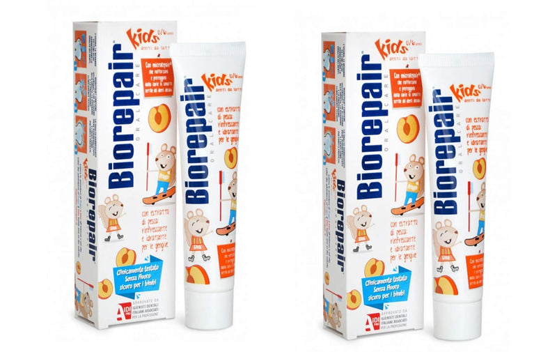 [Australia] - Biorepair Kids 0-6 Oral Care Toothpaste Peach 1.7fl.oz 50ml, Pack of 2 