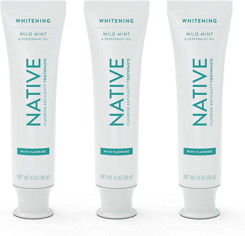 [Australia] - Native Toothpaste Made from Naturally-Derived Cleaners and Simple Ingredients That Safely Whitens Teeth, 4.1 oz, Wild Mint with Fluoride - 3 Count 