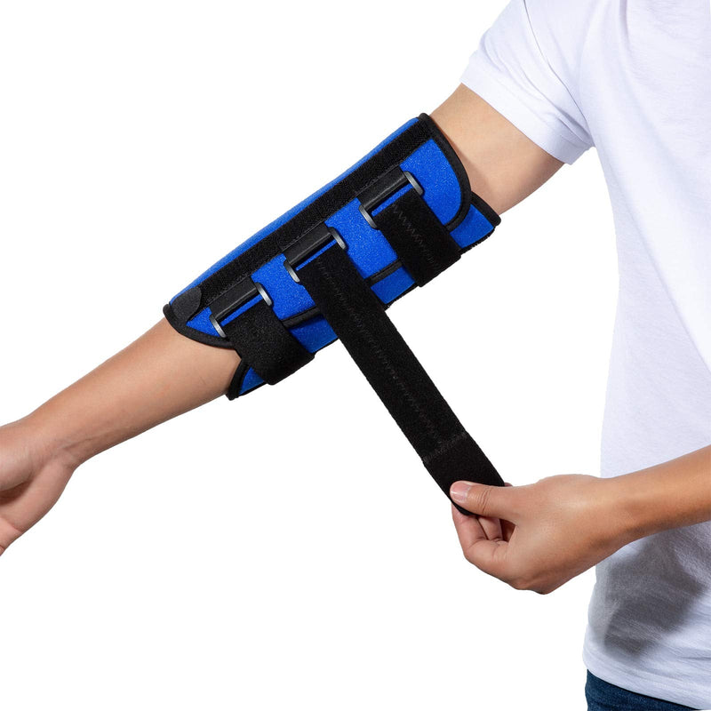 Elbow Brace, Night Splint Support for Cubital Tunnel Syndromean, Ulnar Nerve, Stabilizer Brace for Fix Elbow, Prevent Excessive Bending at night, Fits Left and Right Arms,Women, Men (L) Blue L