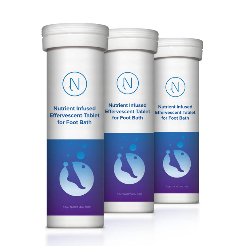 [Australia] - Diabetic Foot Soak Effervescent Tablets Foot Care by Nerve Spa, Anti-Swelling, Rehydrate The Foot, Foot Care Nutrients – 20 Tablets (3 Tubes) 