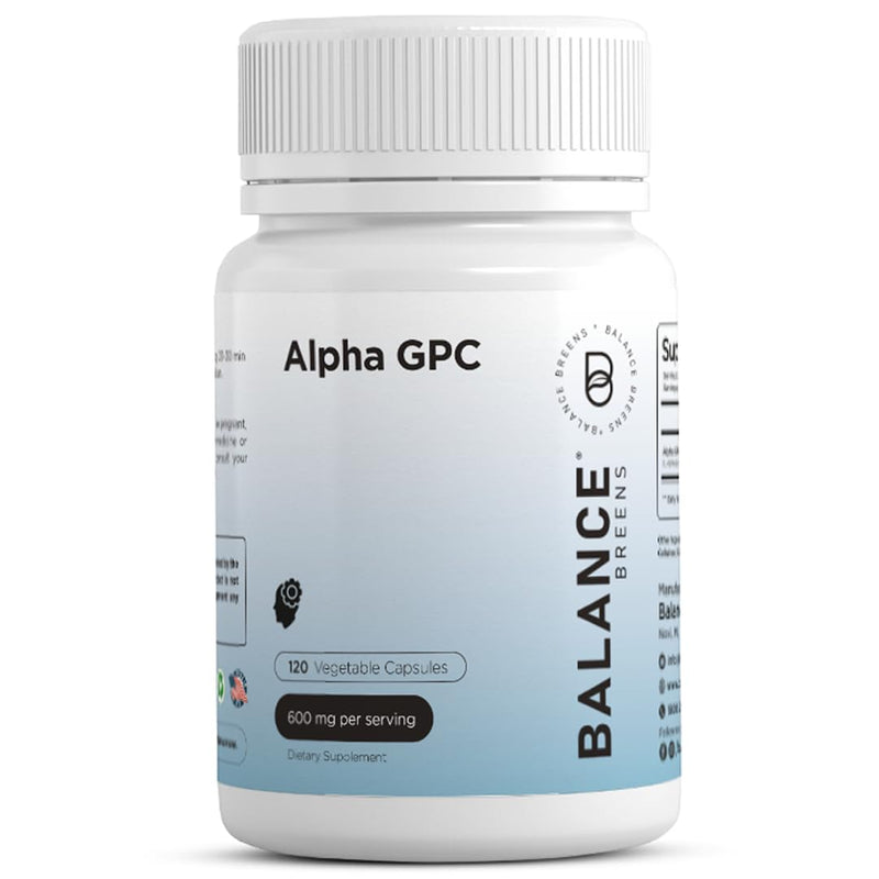 [Australia] - Alpha GPC Choline Supplement 600mg – 120 Vegetable Capsules - Advanced Memory Formula, Nootropics Brain Support Supplement - Non-GMO and Gluten Free Pills by Balance Breens 120 Count (Pack of 1) 