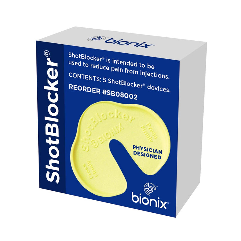 [Australia] - Bionix – ShotBlocker, Eases Discomfort from Immunizations & Injections, Great Alternative to Numbing Creams, Use at Home or On-The-Go, Safe for Kids, Easy-to-Use, Reusable (5 Count), 8002, Polybag 