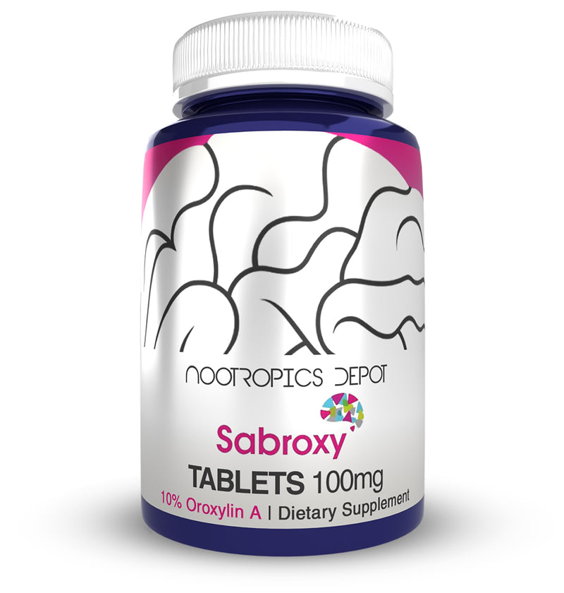 Nootropics Depot Sabroxy® Tablets | 100mg | 90 Count | Minimum 10% Oroxylin-A | Oroxylum indicum | May Help Promote Focus & Motivation | May Help Promote Cognitive Function 90 Count (Pack of 1)