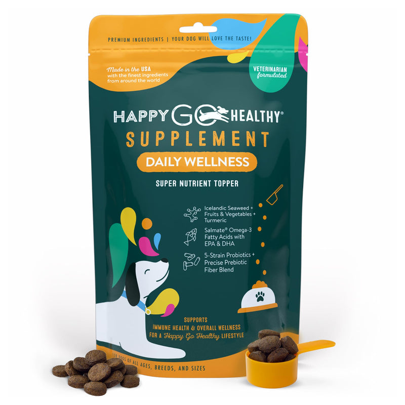 Daily Wellness Supplements for Dogs | Probiotic & Prebiotic Benefits with Fish Oil & Seaweed to Keep Your Dog Beaming All Day Long | All Breeds and Sizes | 60 Count - PawsPlanet Australia