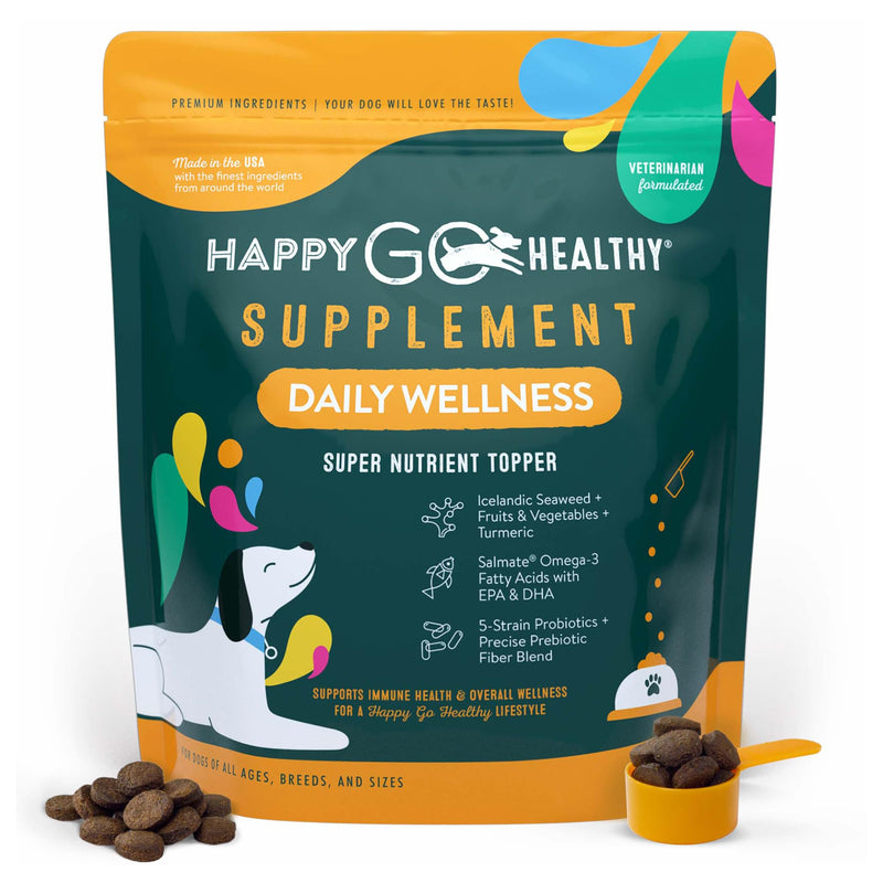 Daily Wellness Supplements for Dogs | Probiotic & Prebiotic Benefits with Fish Oil & Seaweed to Keep Your Dog Beaming All Day Long | All Breeds and Sizes | 120 Count Daily Wellness - PawsPlanet Australia