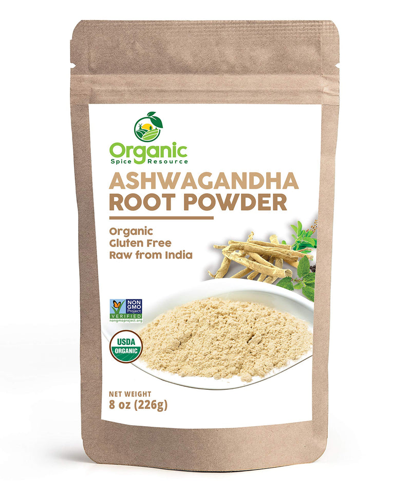 [Australia] - Organic Ashwagandha Root Powder -8 Ounce | Lab Tested for Purity | Resealable Kraft Bag,Non-GMO, Indian Ginseng, Withania Somnifera -100% Raw from India, by SHOPOSR (8 oz) 8 Ounce (Pack of 1) 