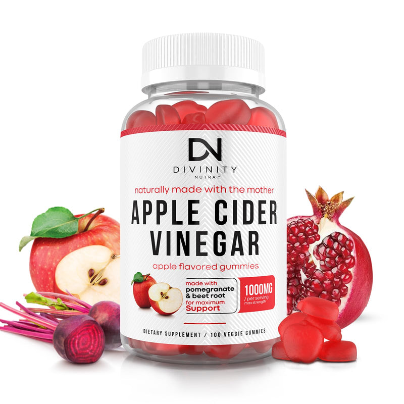 Apple Cider Vinegar Gummies with Mother - Cleanse & Detox ACV Gummies for Weight Loss, Gut Health, Metabolism Support - ACV with Mother with B12 Vitamin, B6 & Pomegranate & Beet Root 100 Ct