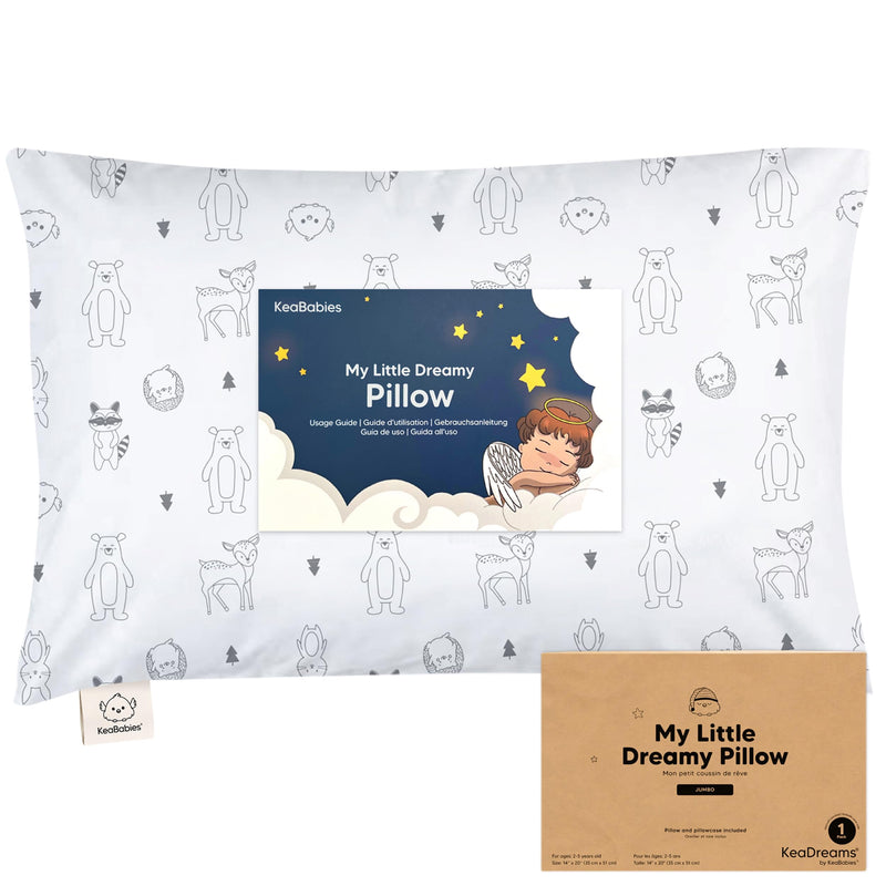 [Australia] - KeaBabies Toddler Pillow with Pillowcase, Jumbo 14X20 - Soft Organic Cotton Toddler Pillows for Sleeping - Machine Washable - Perfect for Travel, Toddler Bed Set (Keafriends) Keafriends 