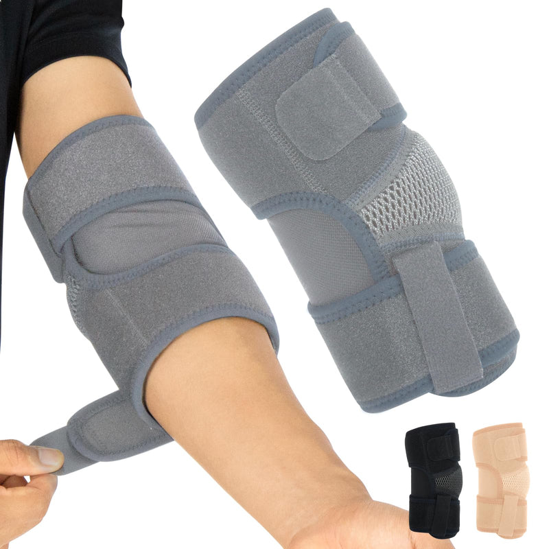 [Australia] - Vive Elbow Brace - Tennis Compression Sleeve - Wrap for Golfers, Bursitis, Left or Right Arm - Tendonitis Support Strap for Golf, Men and Women - Epicondylitis and Sports Recovery (Gray, Standard) Gray 