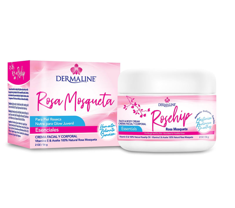 DERMALINE - 100% Natural Rosehip Oil Cream with Vitamin E 2 Oz