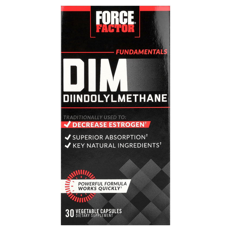 Force Factor DIM, 300mg Diindolylmethane Capsules | to Decrease Estrogen in Men & Women, Promotes Healthy Hormonal Balance, with BioPerine for Superior Absorption, 30 Capsules 30 Count (Pack of 1)