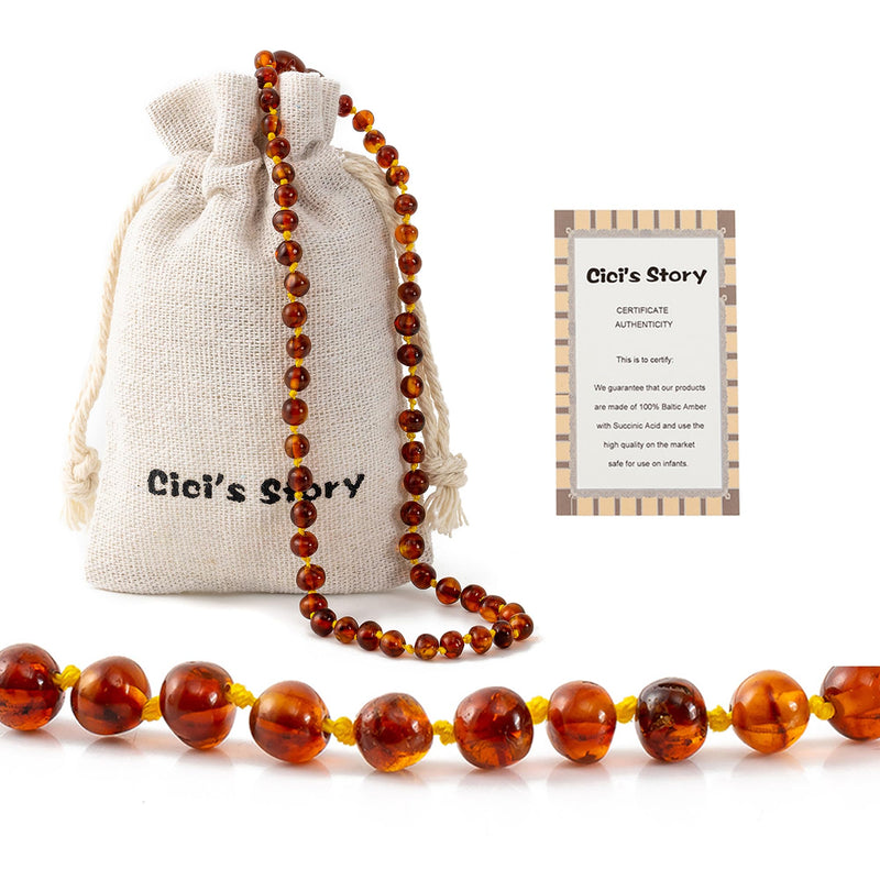 [Australia] - Cici's Story Baltic Amber Necklace (Cognac) - Certified Authentic Baltic Amber 14 Inch (Pack of 1) 