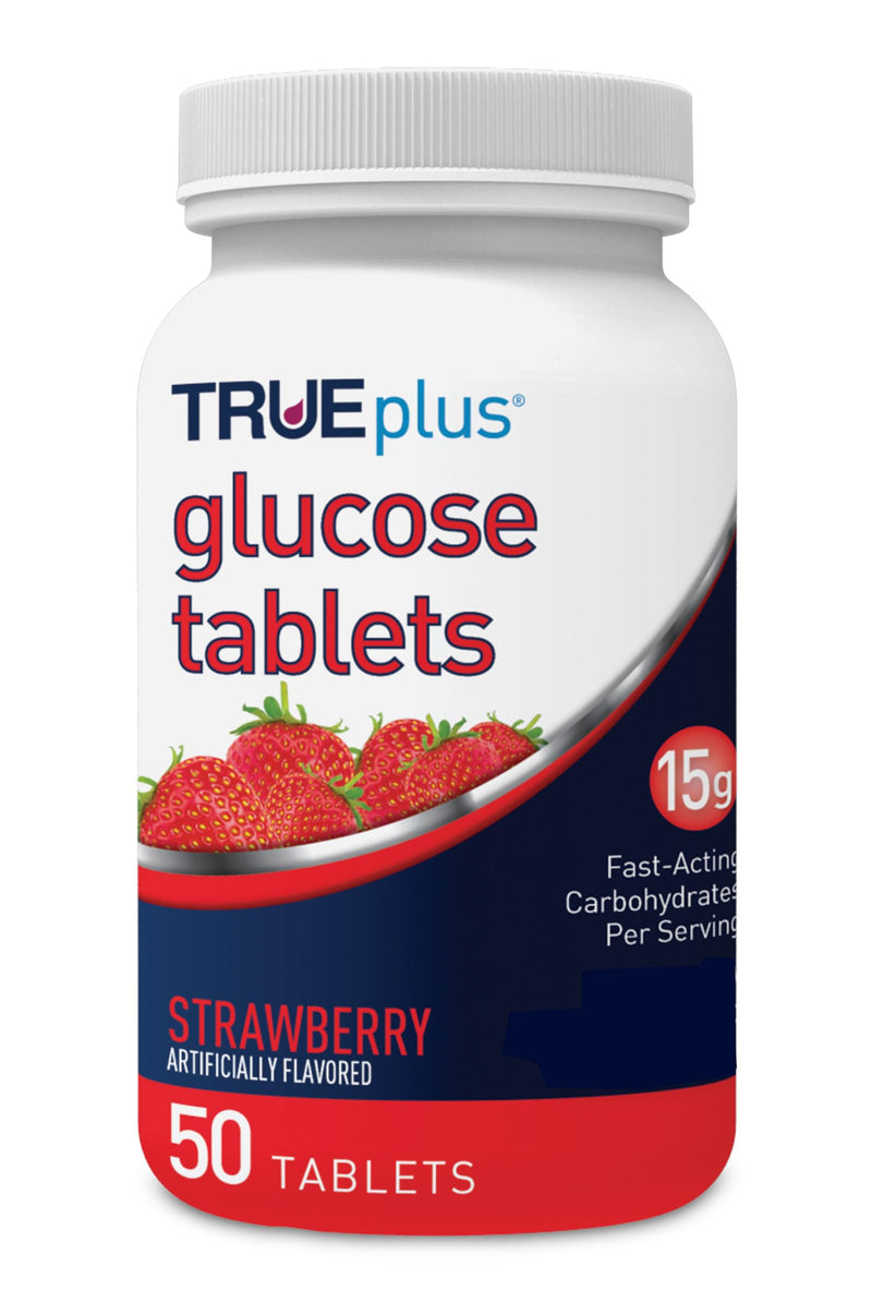 [Australia] - TRUEplus® Glucose Tablets, Strawberry Flavor - 50ct Bottle 50 Count (Pack of 1) 