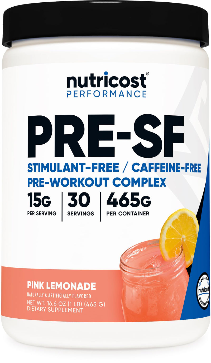 [Australia] - Nutricost Stim-Free Pre-Workout, 30 Servings (Pink Lemonade) - Caffeine Free, Stimulant Free, Non-GMO, Gluten Free Pink Lemonade 1.04 Pound (Pack of 1) 