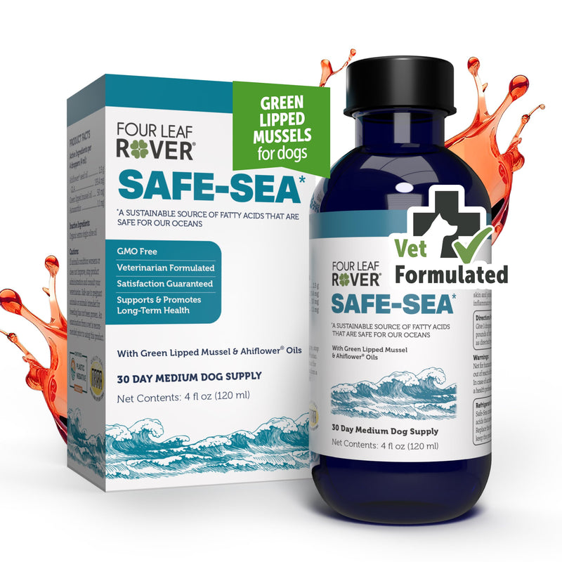 Safe-Sea - Veterinarian Formulated Omega 3 for Dogs with Green Lipped Mussel Oil, Ahiflower Oil and Astaxanthin - Sustainable Alternative to Dog Fish Oil - for Healthy Skin & Joints - PawsPlanet Australia