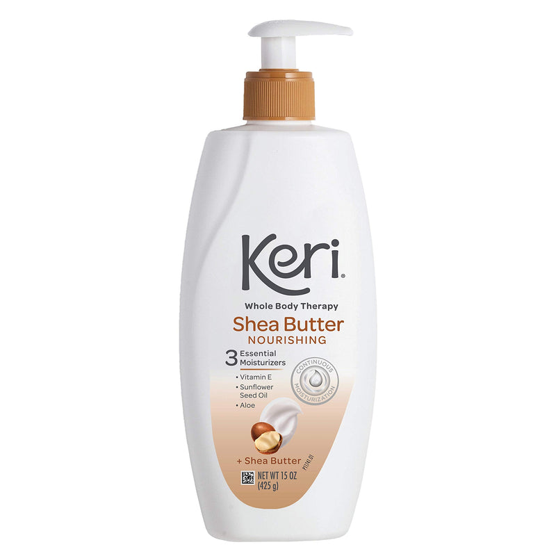 Keri Whole Body Therapy Original Shea Butter Lotion, Continuous Moisturization, 3 Essential Moisturizers (Vitamin E, Aloe and Sunflower Seed Oil) 15 oz. 15 Ounce (Pack of 1)