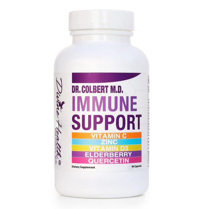 Dr. Colbert, MD Immune Support | by Divine Health | Vitamin D3 | Zinc | Quercetin | Vitamin C | Elderberry | 90 Capsules