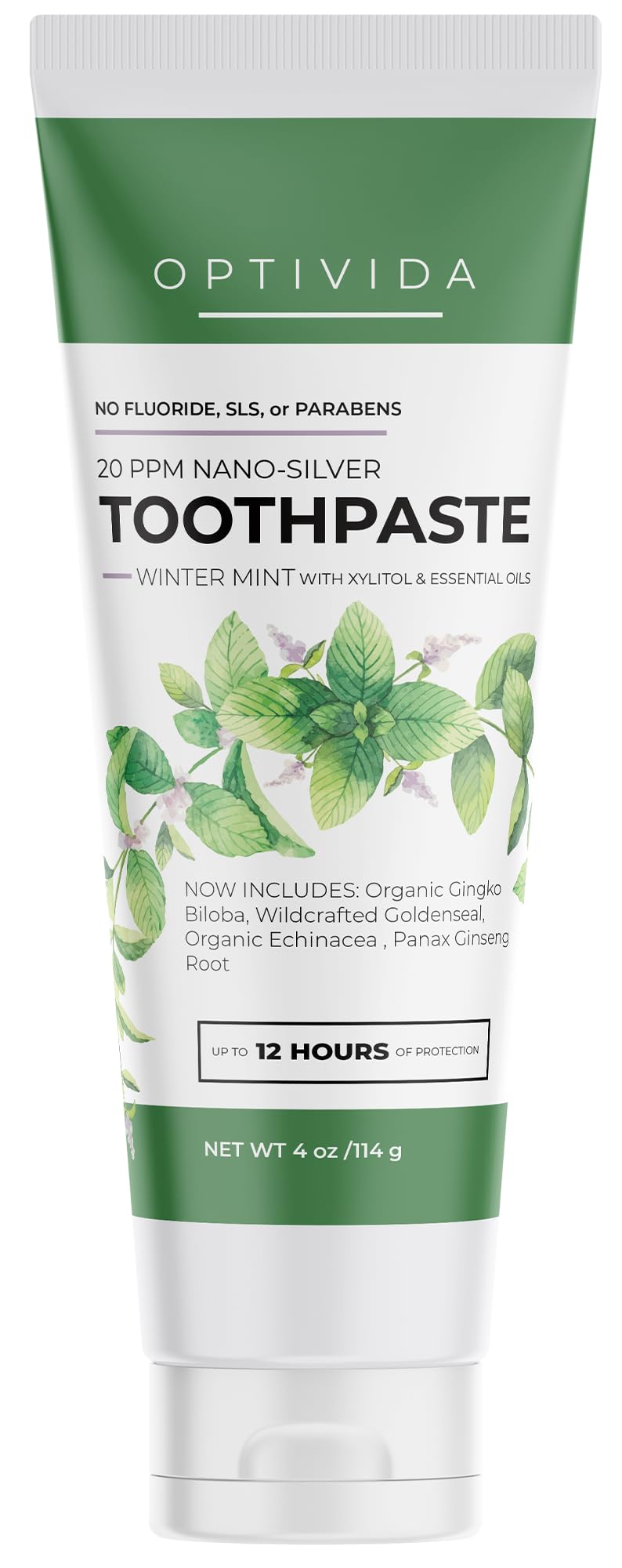 Optivida (Fluoride Free) Colloidal Silver (20ppm) Infused Xylitol Toothpaste for Adults & Kids. Anti-Cavity*, Anti-Plaque* Coral Toothpaste with Spearmint Oil for Gum Health & Teeth whitening - 4oz 4 Ounce (Pack of 1)