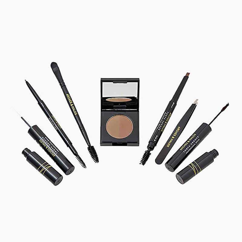 [Australia] - Arches & Halos - Ultimate Brow Hero Kit - Eyebrow Styling Makeup Kit, Pencil, Gel, Shading, Powder, Mousse, Natural and Bold Precise Brow Shaper - Hypoallergenic, Vegan - 7 Pc Kit, Medium 