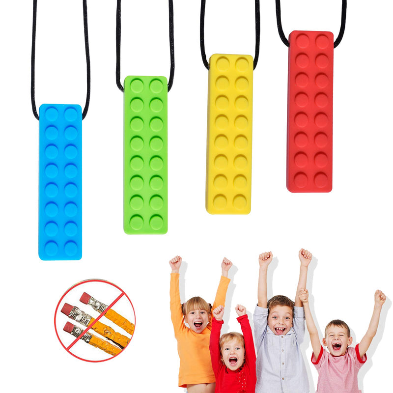 [Australia] - Chew Necklace, Autism Chew Necklace (4PCS), Sensory Necklace Set, Chew Necklaces for Sensory Kids, for Biting Needs, Autistic, ADHD, Oral Motor (100% Food Grade Silicone), for Boys and Girls 