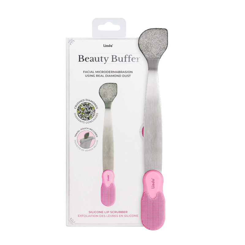 [Australia] - Lindo Beauty Buffer - Microdermabrasion Tool, Diamond Infused, Embedded Silicone Lip Scrubber, For Smooth Skin, Radiant Complexion, Travel Pouch Included (Beauty Buffer with Silicone Lip Scrubber) 