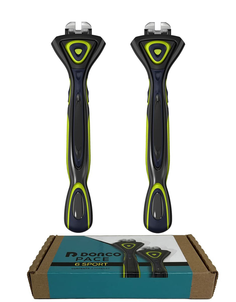 DORCO Pace 6 Sport - Six Blade Razor System with Trimmer and Pivoting Head (2 Replacement Handles Only (No Blades)) 2 Replacement Handles Only (No Blades)