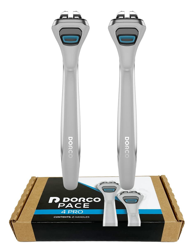 [Australia] - Dorco Pace 4 Pro - Four Blade Razor Shaving System - 2 Replacement Handles (Handles Only) 