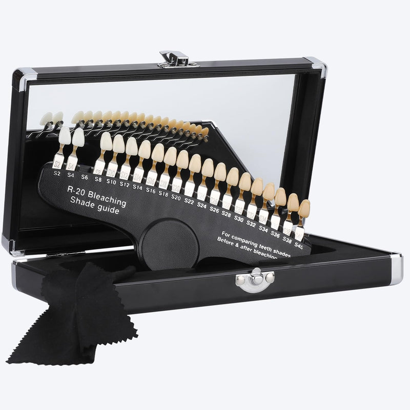 [Australia] - Dental Shade Guide Professional 3D R-20 Tooth Whitening Shade Chart with 20 Colors Teeth Shade Guide with Mirror 