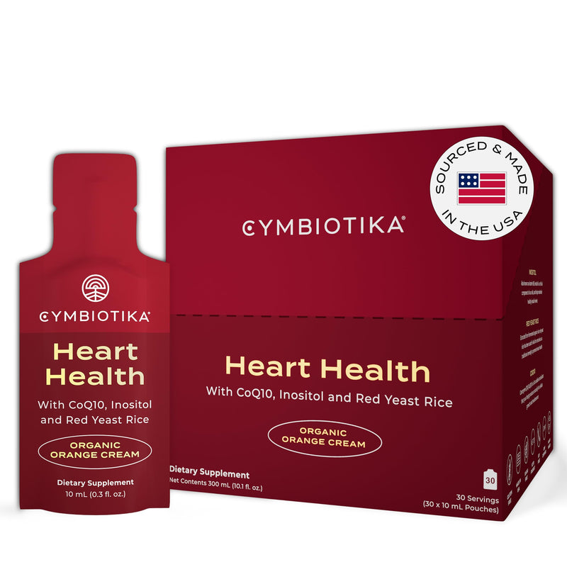 [Australia] - CYMBIOTIKA Heart Health Supplement with CoQ10, Red Yeast Rice & Inositol, Gluten Free Supplements to Support Circulation & Aging, Organic Orange Cream Flavor, 30 Pack 