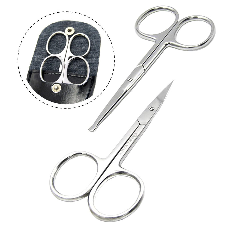 Pack of 2 Curved & Rounded Blunt Tip Stainless Steel Small Scissors for Eyebrows & Eyelashes, Beard Trimming & Moustache, Baby Nails, Nose & Facial Hair Curved & Round Tip