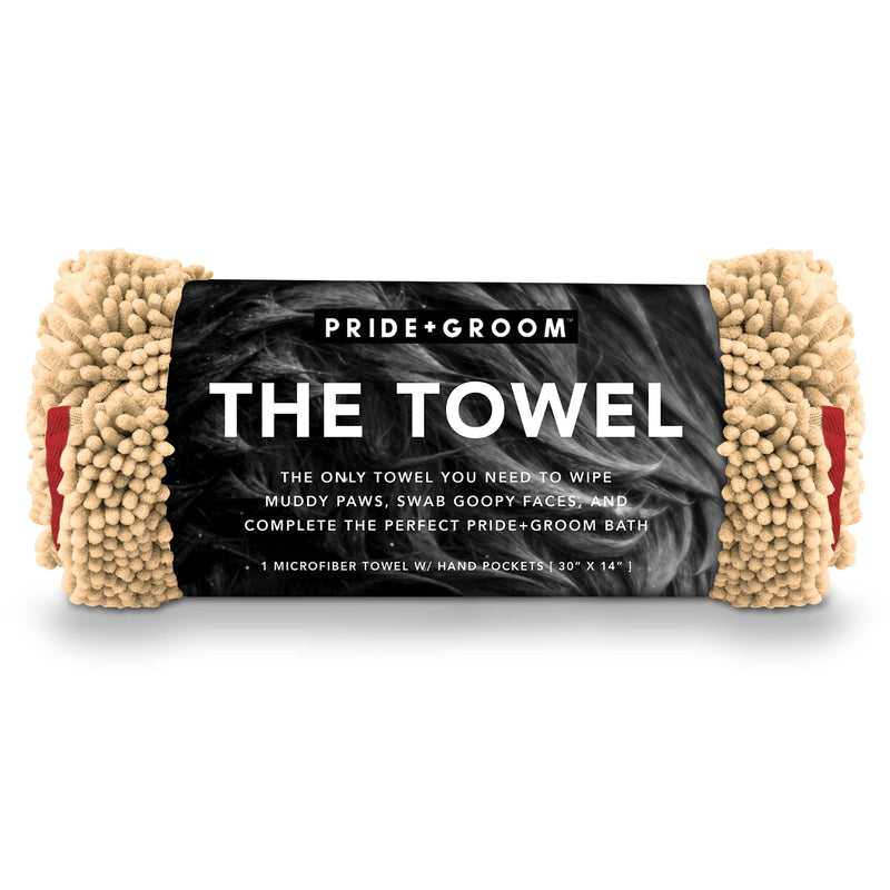 PRIDE AND GROOM The Towel – Thick, Soft, Super Absorbent Microfiber Towel for Dogs & Pets That is Quick Drying, Holds 7 Times its Weight in Water and Has Dual Pockets for Your Hands - PawsPlanet Australia