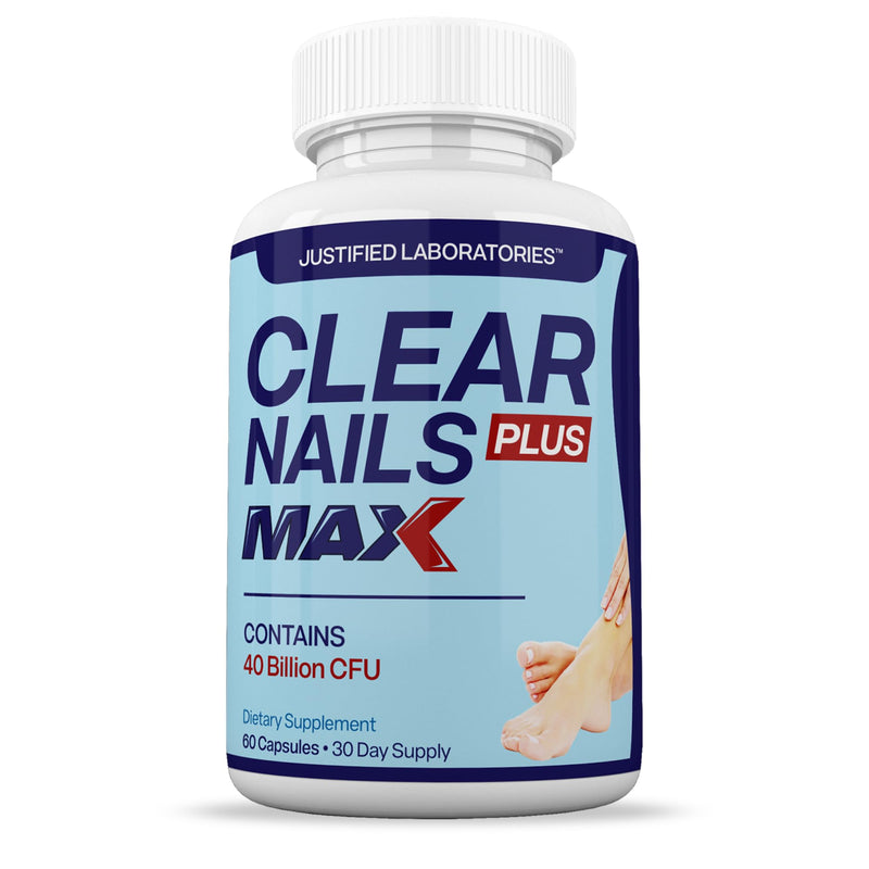 Justified Laboratories Clear Nails Plus Max - 60 Capsules - Probiotic Formula with 40 Billion CFU - 30 Servings