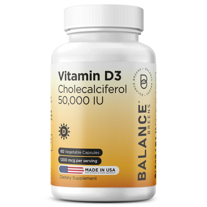 Balancebreens Vitamin D3 50,000 IU, 60 Veggie Capsules - High Potency, Supports Immune & Bone Health - Weekly Once (Pack of 1) 1 Count (Pack of 60)