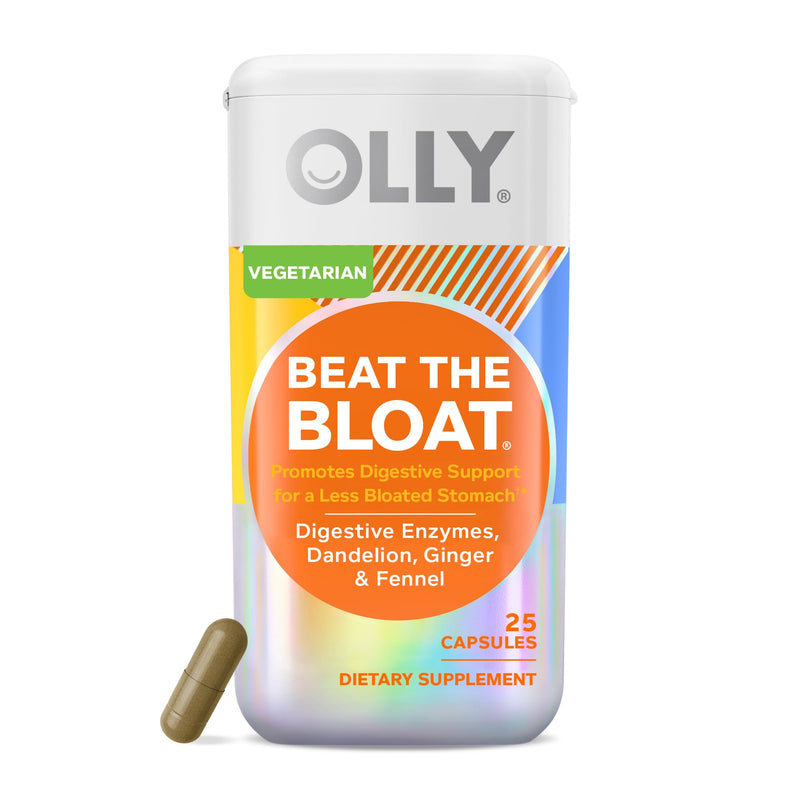 OLLY Beat The Bloat Capsules, Digestive Support Enzymes, Supplement for Women - 25 Count 25 Count (Pack of 1)