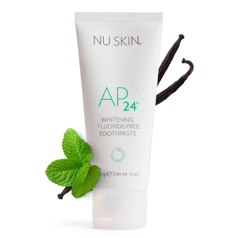 Nu Skin AP 24 Whitening Fluoride-Free Toothpaste | 4 Oz | 1 Pack | Vanilla mint flavor, no peroxide or fluoride | Enamel-safe | Brightens teeth, removes surface stains, and fights plaque 4 Ounce (Pack of 1)