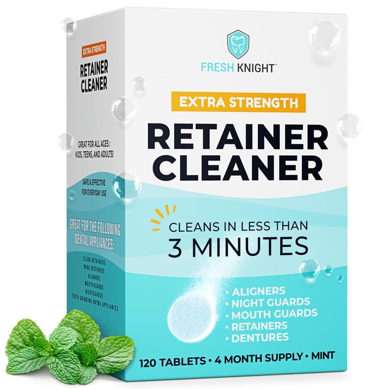 [Australia] - Retainer Cleaner Tablets 120 - Invisalign Cleaner - Denture Cleaner. Efferdent Retainer Cleaner Tablets, Night Guard, Mouth Guards, Aligners & Dental Appliance Cleaner - 4 Month Supply. 