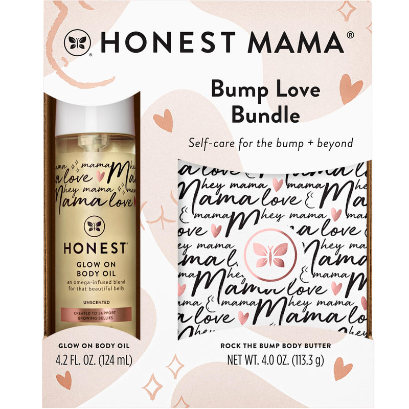 [Australia] - The Honest Company Honest Mama Body and Belly Bump Love Bundle Moisturizing Plant Based Oil and Stretch Mark Butter Cream Body Butter + Body Oil Bundle 