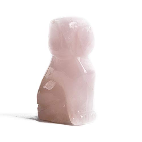 YGLINE Gemstone Crystal Dog Spirit Stone Figurine Rose Quartz