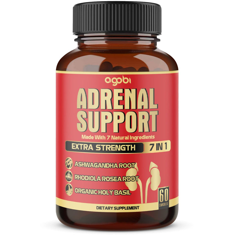 [Australia] - agobi 7in1 Adrenal Support Supplement - Equivalent to 8050mg Concentrated Ashwagandha, Panax Ginseng, Rhodiola Rosea & More - 60 Capsules 2 Month for Body Balance 