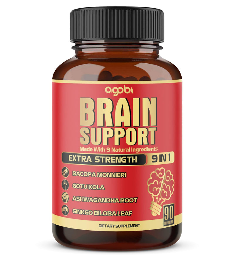 [Australia] - 9in1 Brain Support Supplement - Concentrated Ashwagandha Root, Gotu Kola Powder, Bacopa Monnieri Powder and More - 90 Capsules - 3 Months Supply 