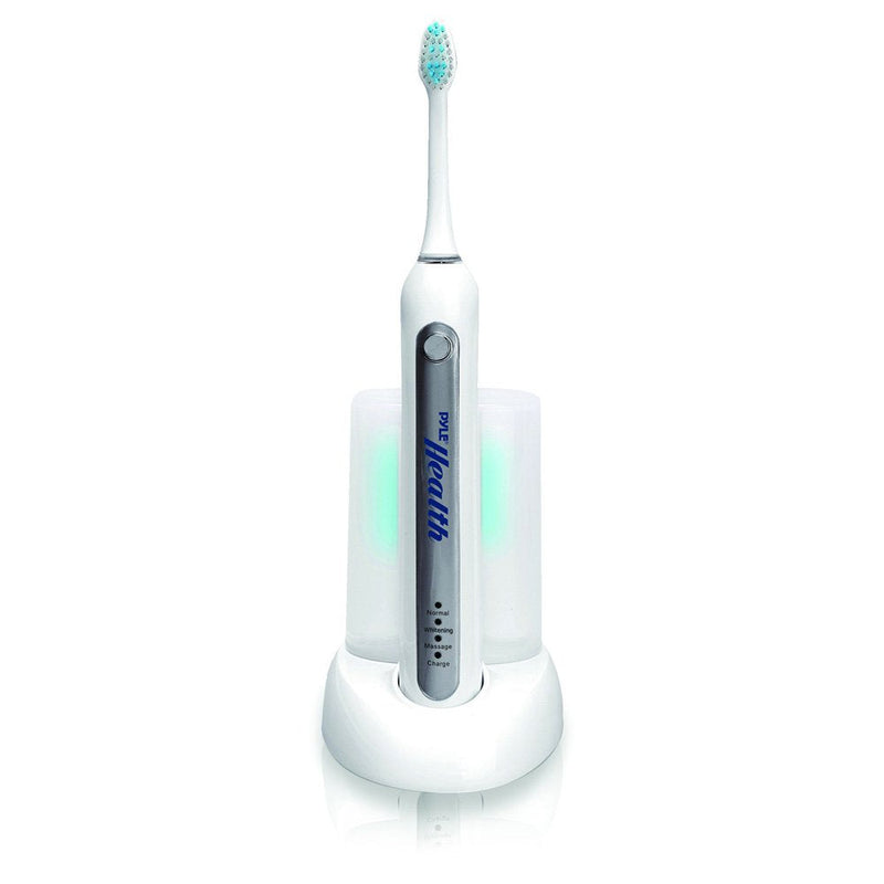 [Australia] - Pyle Wave Rechargeable Electric Toothbrush - w/ 3 Brush Mode, UV Light, 2 min Timer, 2 Oral Brush Heads, Charging Dock Holder - for Kids, Teens, Adults 