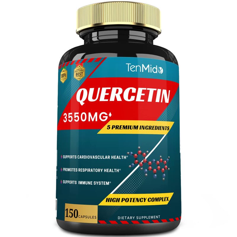 [Australia] - Quercetin Supplements Capsules 3550mg, 5 Months Supply, 150 Caps - Supports Immune System & Cardiovascular, Respiratory Health, Antioxidants with Berberine, Stinging Nettle, Turmeric, Black Pepper 