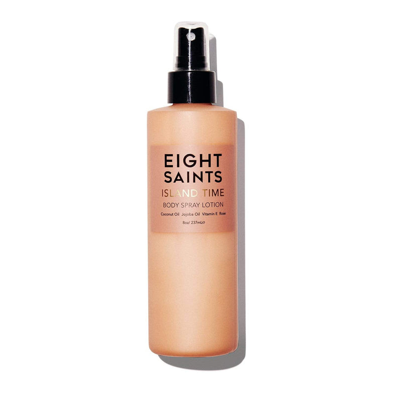 Eight Saints Island Time Body Spray Lotion for Dry Skin, Protects, Nourishes, and Hydrates, Coconut Scent, with Coconut Oil, Jojoba Oil, and Vitamin E, 8 Ounces 8 Fl Oz (Pack of 1)