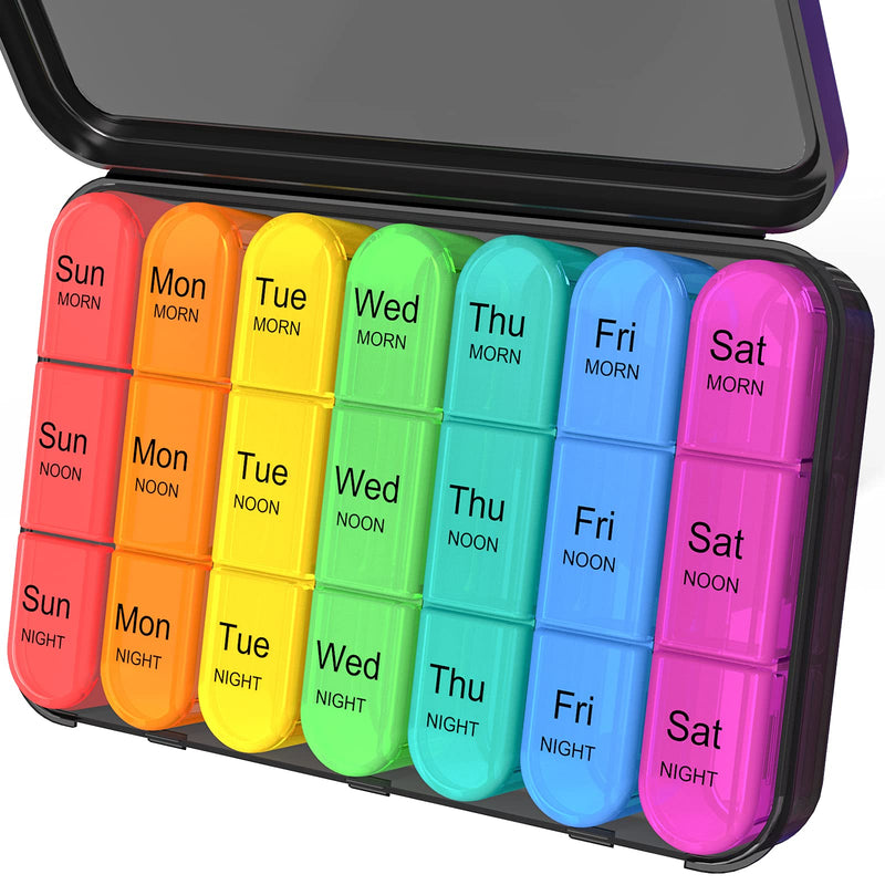 [Australia] - Daviky Pill Organizer 3X a Day, Weekly Pill Organizer 3 Times a Day, Pill Box 7 Day, Pill Cases Organizers 7 Day, Daily Pill Box Organizer, Medicine Organizer Box to Hold Vitamins and Medication Black 