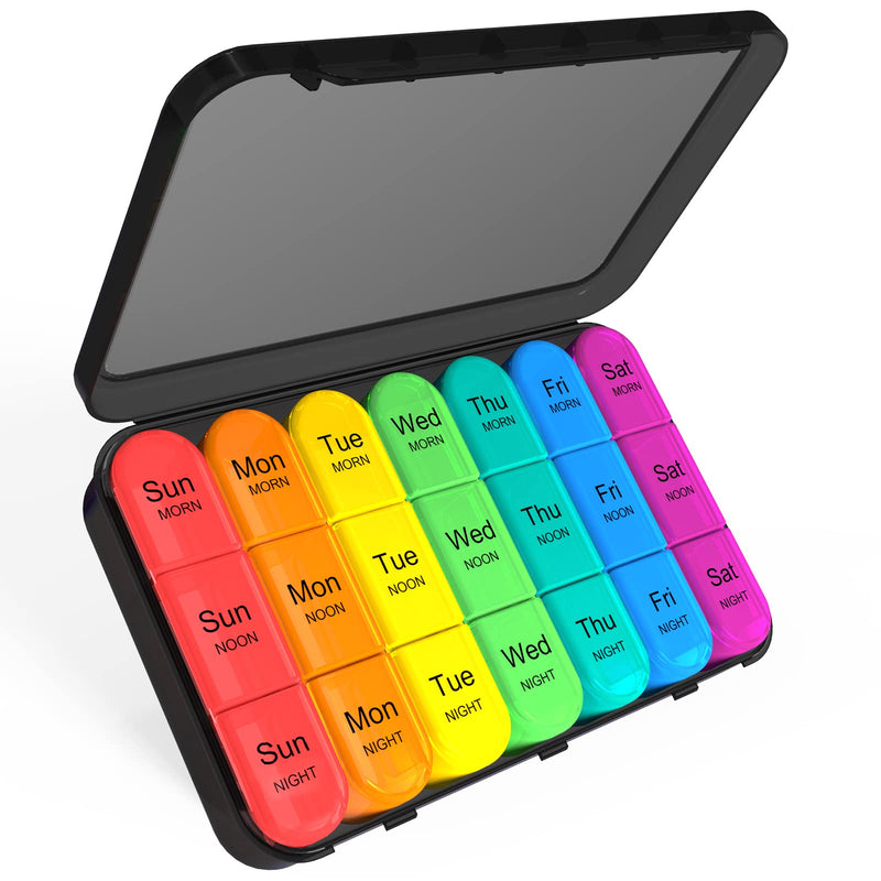[Australia] - ASprink Pill Organizer 3 Times a Day - Weekly Pill Organizer 3 Times a Day - Large Pill Box 7 Day Medicine Organizer Pill Case, Pill Box Organizer Container, Daily Pill Box 3 Times a Day for Vitamins Black 