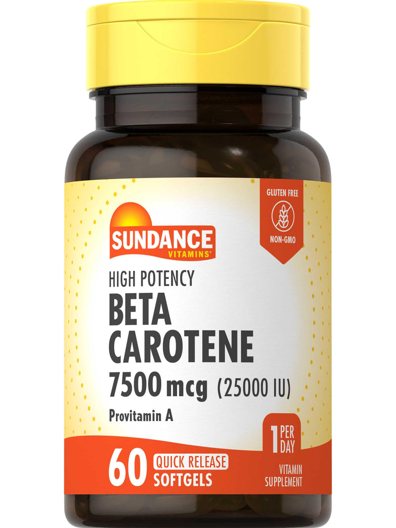 [Australia] - Sundance Beta Carotene 7500mcg | 60 Softgels | Provitamin A | High Potency Formula | Non-GMO and Gluten Free Supplement 